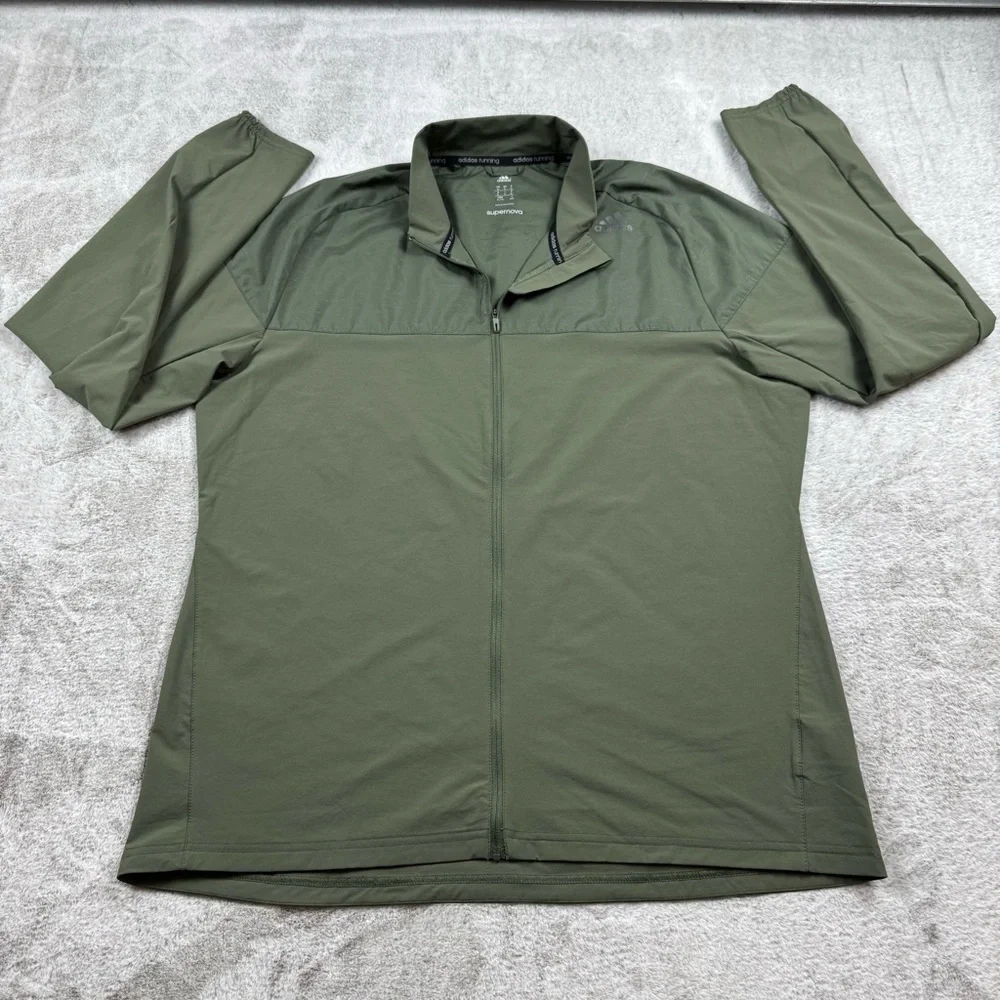 Adidas supernova storm running jacket men’s XL Olive‎ Green full zip activewear